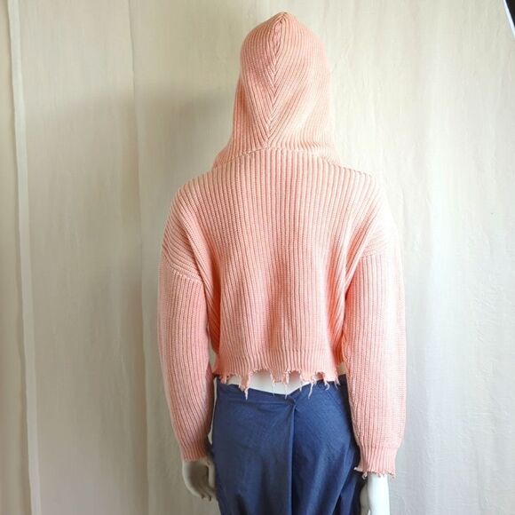 Cropped Sweater Size Small Chunky Knit Oversized Pullover  Apricot - Picture 4 of 4